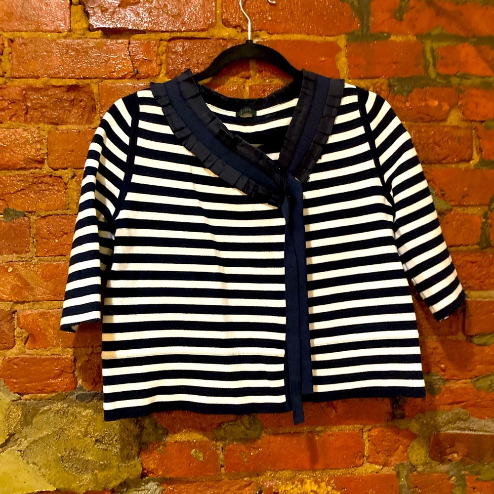 J. Crew Navy White Striped Knit Blazer